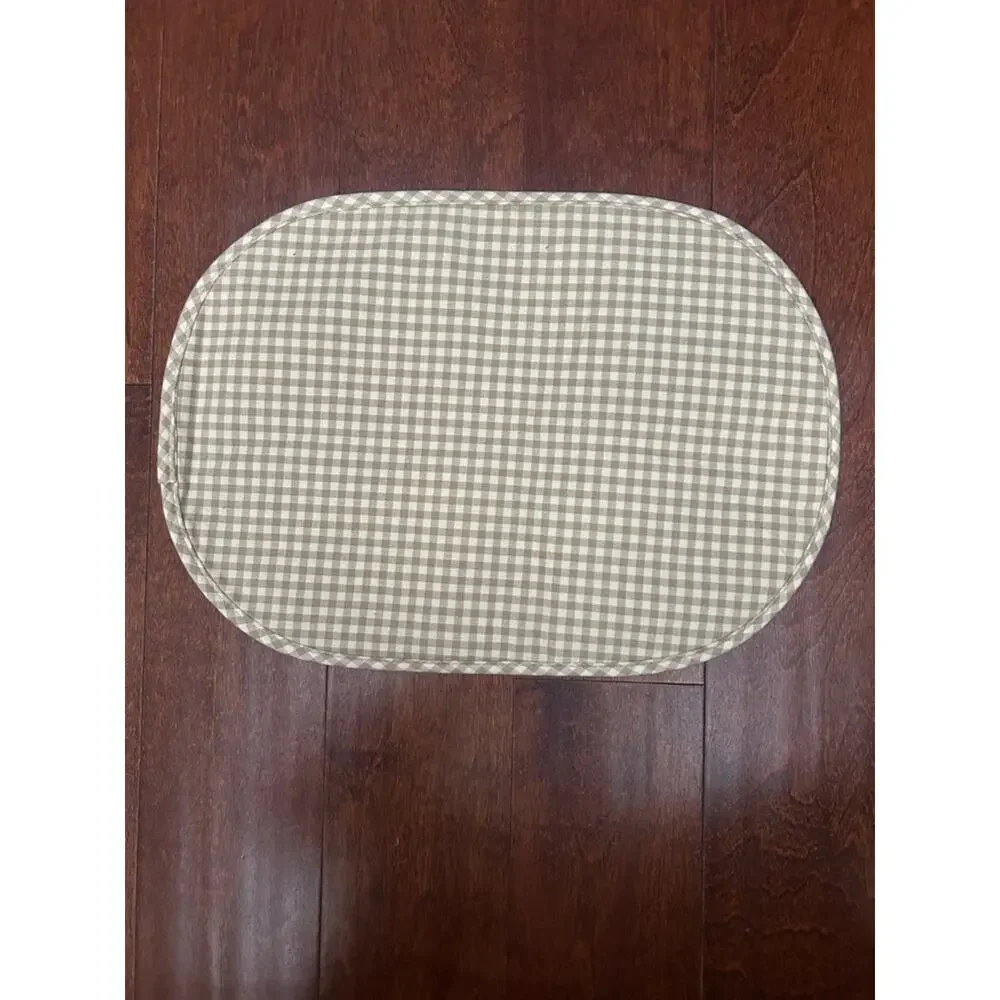 Reversible Shabby Chic Floral and Gingham Quilted Fabric Placemats, Set of Six